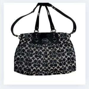 Coach Ashley Signature Canvas & Leather Crossbody Black Khaki Multi Compartment